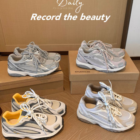 葡萄妈studiolee 增高3.5cm~时髦透气网面拼接双鞋带阿甘运动鞋女