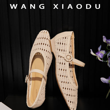 原创【王小毒】南法度假●编织镂空玛丽珍鞋女粗跟复古透气单鞋