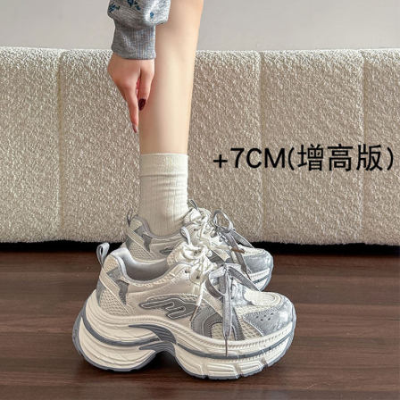 厚底老爹鞋女2026春季新款内增高运动休闲鞋小众百搭透气小白鞋女