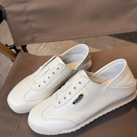 超轻超柔软舒适安脚百搭时尚真皮一脚蹬懒人鞋软后跟小白鞋休闲鞋