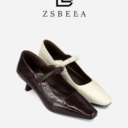 ZSBELLA赛斯贝拉2026春季新款牛皮单鞋高跟鞋ZS1320