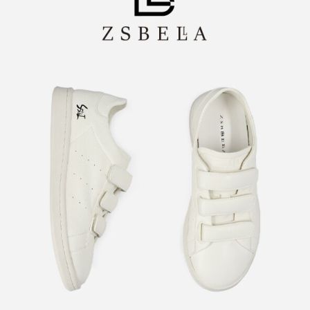 ZSBELLA赛斯贝拉牛皮魔术贴板鞋小白鞋ZS1369