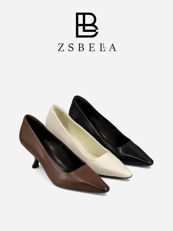 ZSBELLA赛斯贝拉擦色胎牛皮中跟高跟鞋单鞋ZS1302主图
