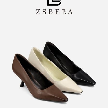 ZSBELLA赛斯贝拉擦色胎牛皮中跟高跟鞋单鞋ZS1302