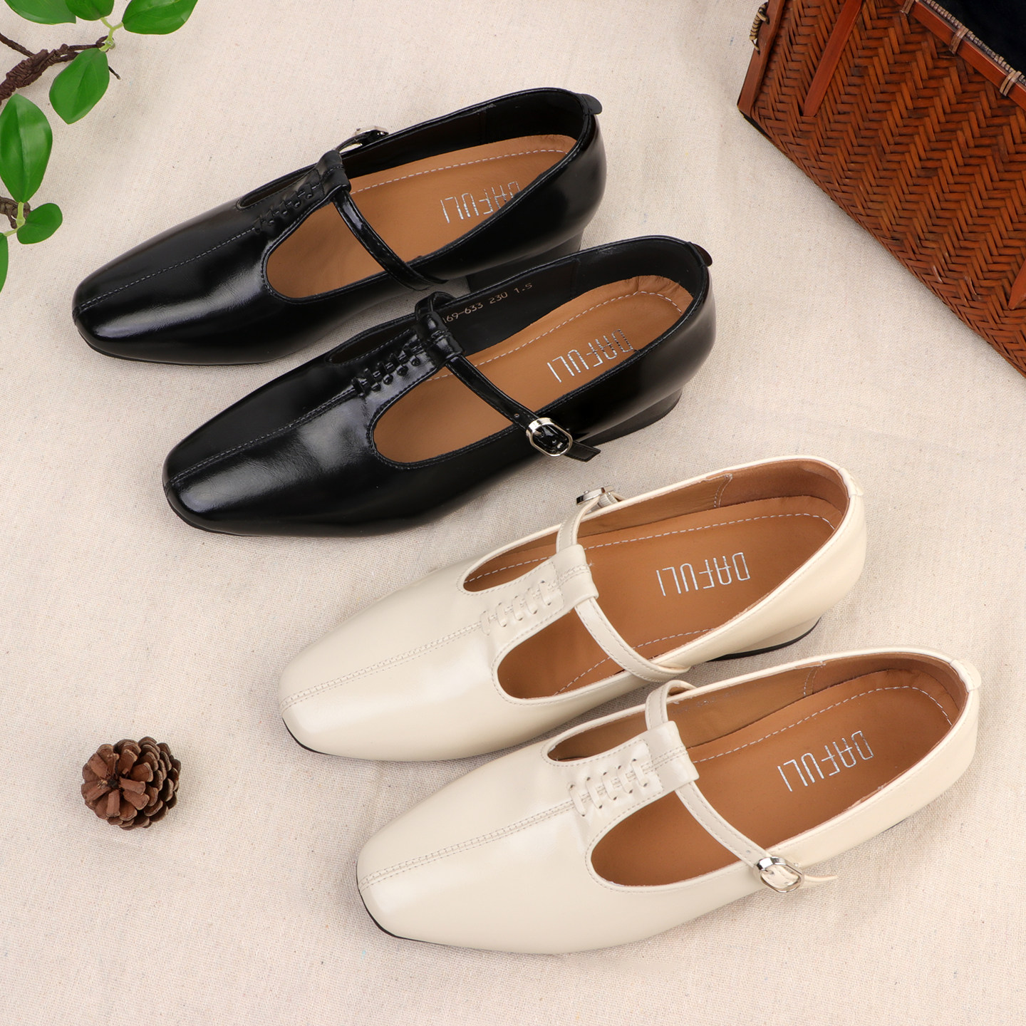 自然小铺 2026春季百搭浅口牛皮单鞋超软真皮法式方头气质皮鞋女主图