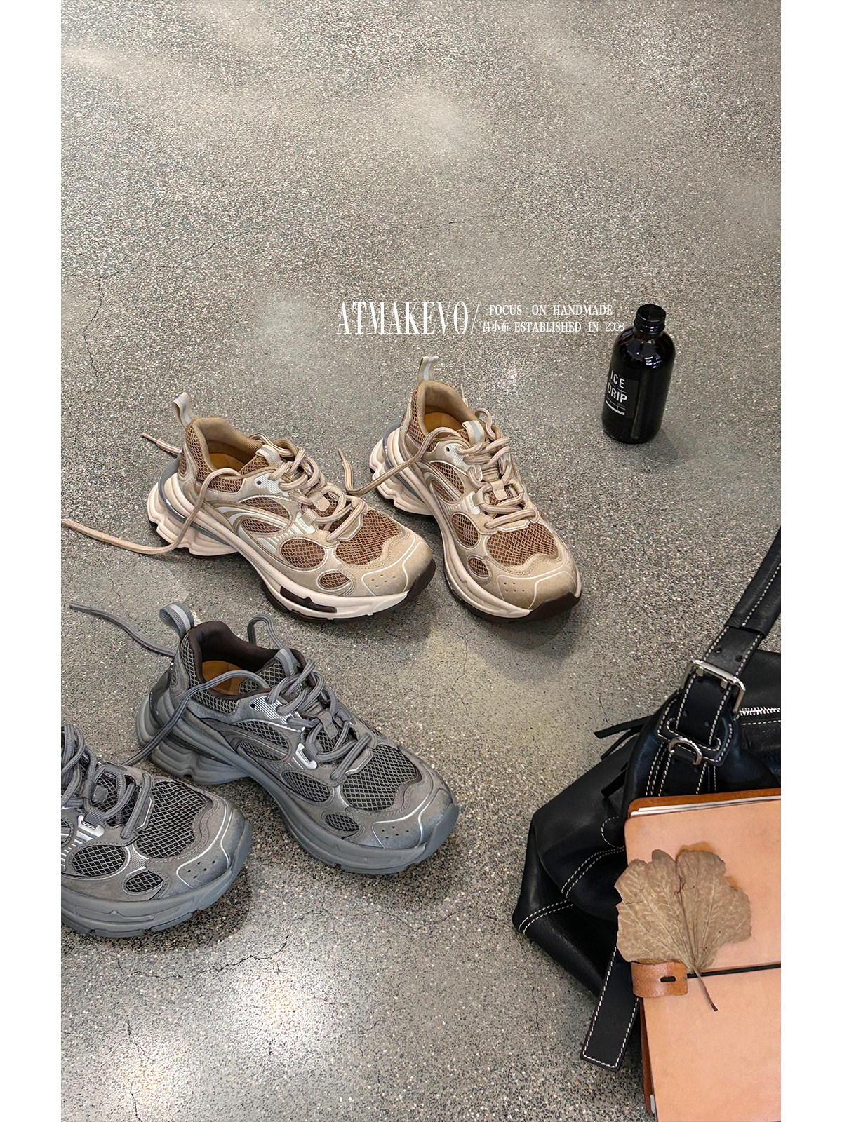 吕小布 | 人体工学老爹鞋 足弓支撑厚底增高做旧透气时尚运动鞋女主图