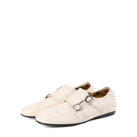 KISSKITTY羊皮雕花布洛克鞋26新款复古乐福鞋平底小皮鞋女配裙子