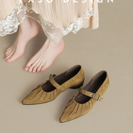 真皮【方巷大叔】2026春季新款玛丽珍鞋一字扣复古风浅口单鞋女款