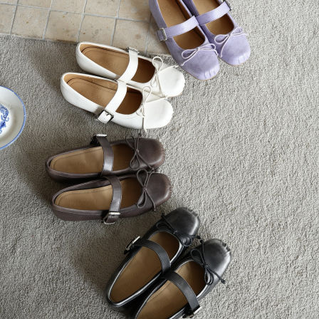 暮四 春季新品方头复古芭蕾单鞋一字带平底百搭少女温柔风玛丽珍