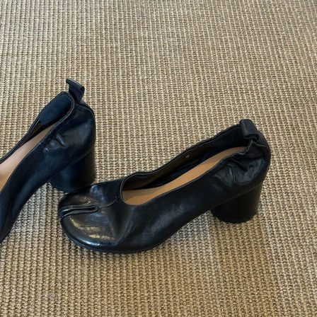 羊皮版~复古分趾高跟单鞋女通勤一脚蹬浅口气质粗跟芭蕾玛丽珍鞋