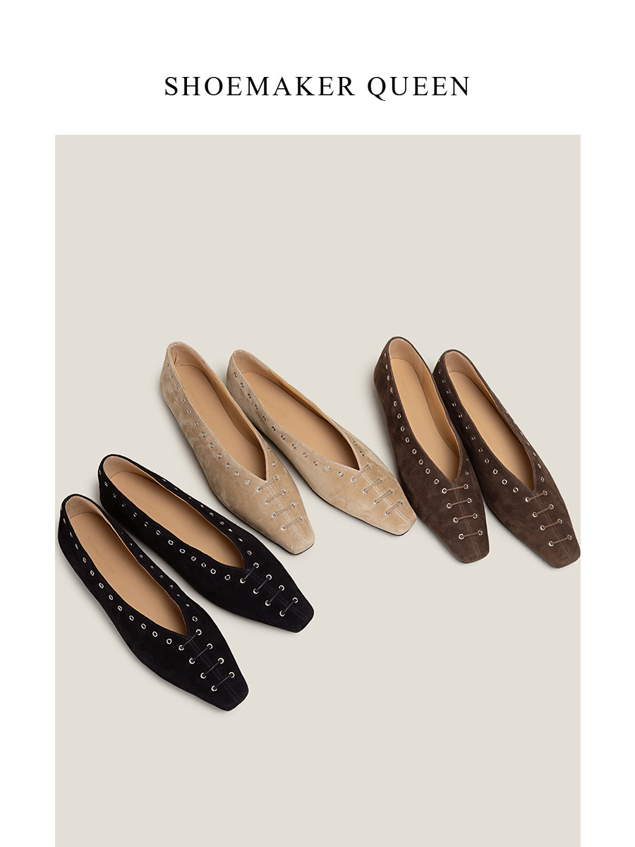 【鞋匠女王×小众设计】老钱风小方头平底鞋女春季小众浅口单鞋主图