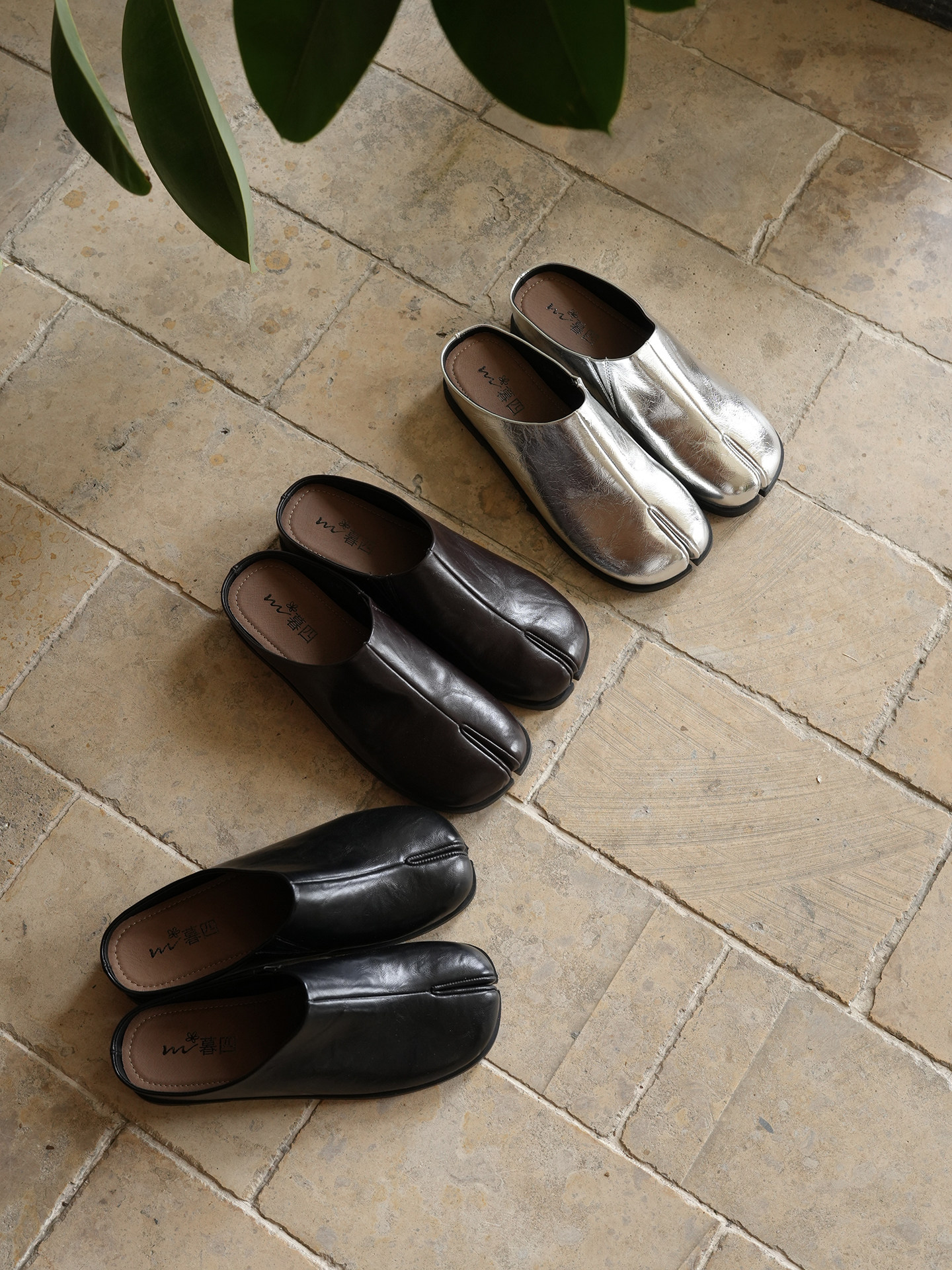 暮四 春季新品韩系小众分脚趾猪蹄鞋百搭一脚蹬包头懒人拖鞋女主图