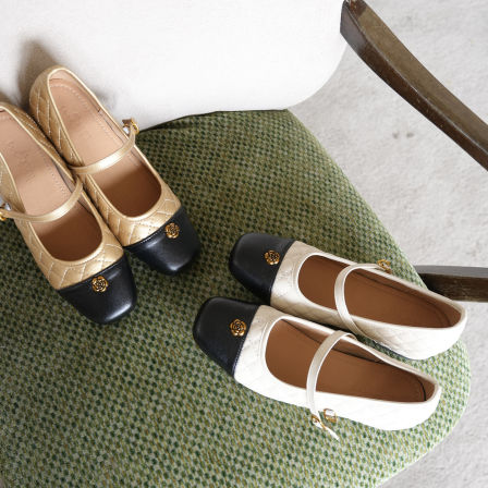 暮四 春季新品小香风山茶花方头浅口单鞋一字带内增高复古玛丽珍