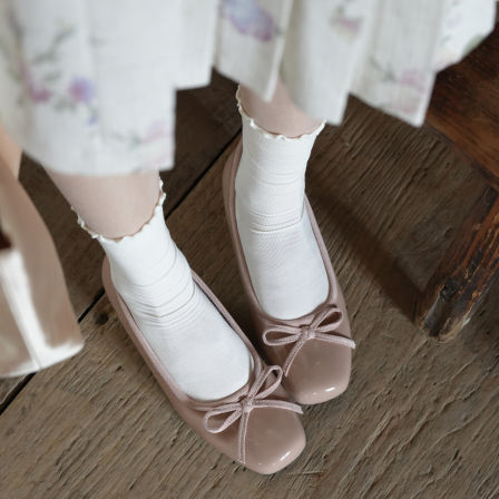 暮四 春季新品方头浅口芭蕾舞鞋内增高蝴蝶结通勤少女玛丽珍单鞋