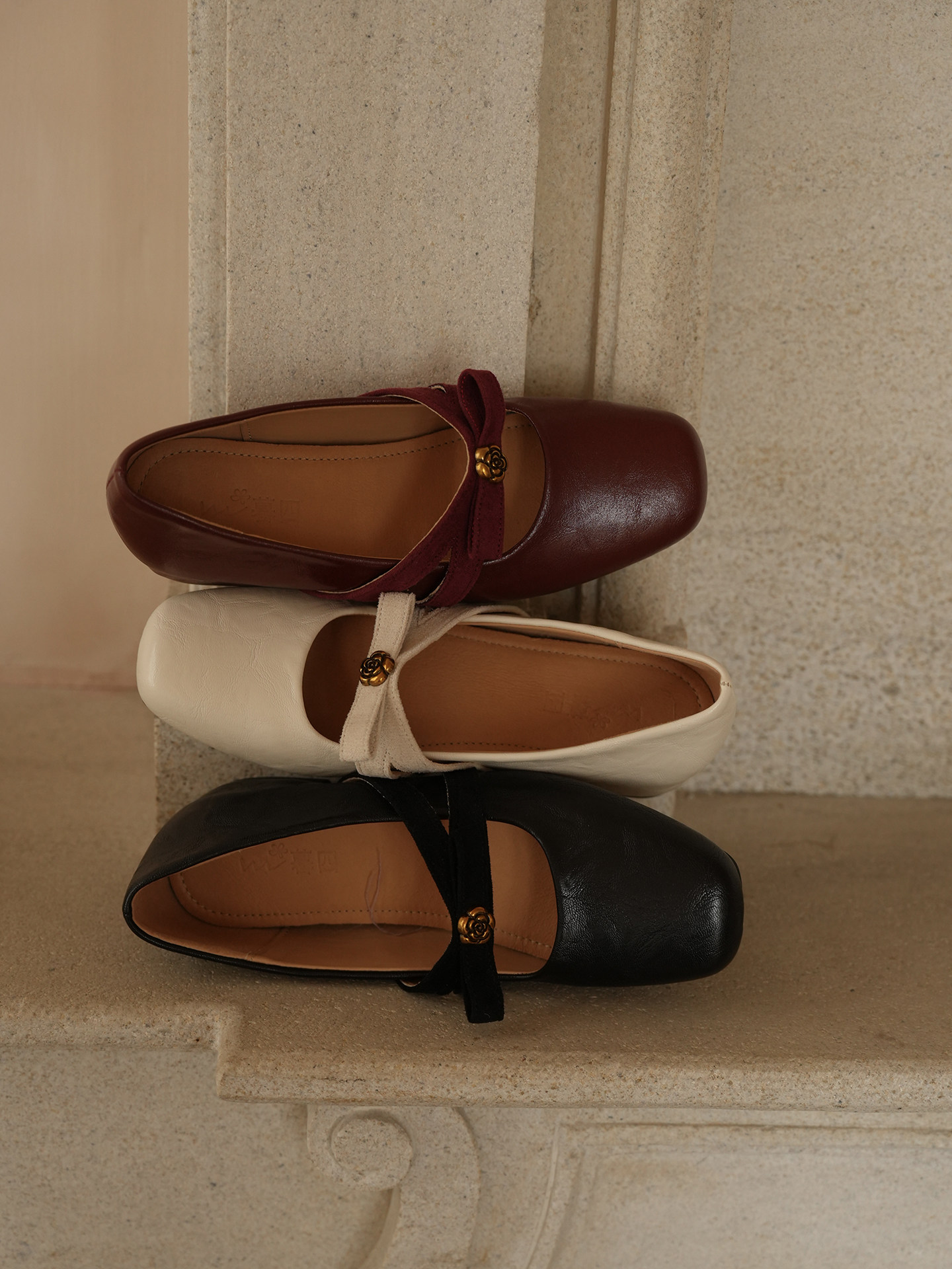 暮四 2026春季新品山茶花浅口单鞋真皮复古内增高通勤玛丽珍鞋主图