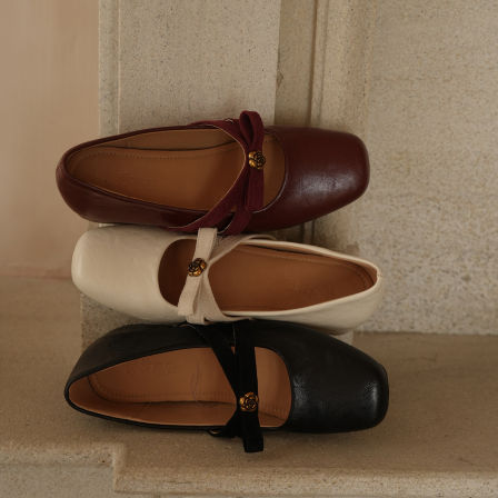 暮四 2026春季新品山茶花浅口单鞋真皮复古内增高通勤玛丽珍鞋