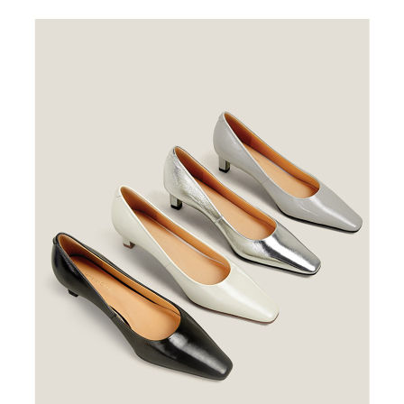 【鞋匠女王×原创设计】复古方头高跟鞋法式气质通勤真皮粗跟单鞋