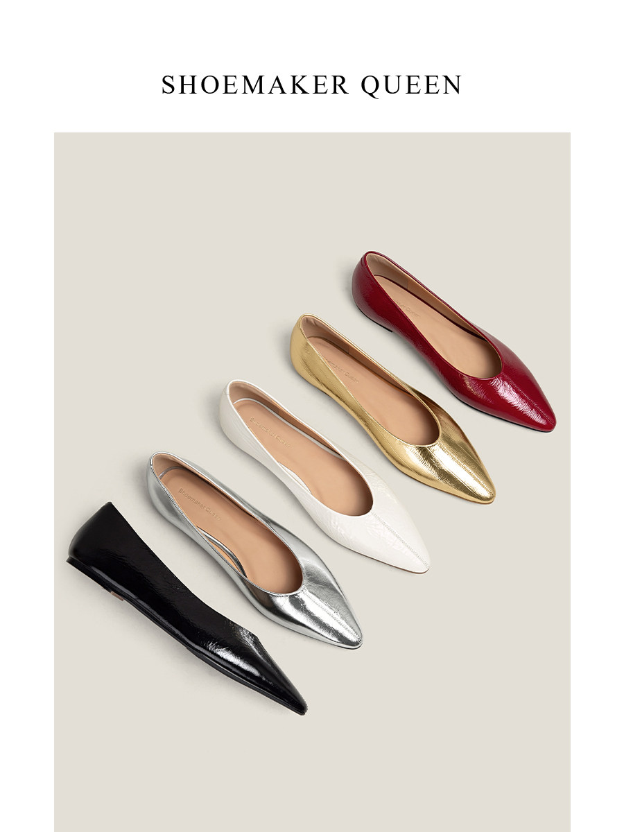 【鞋匠女王×逛街神器】好穿不累脚尖头浅口平底鞋2026春季单鞋子主图