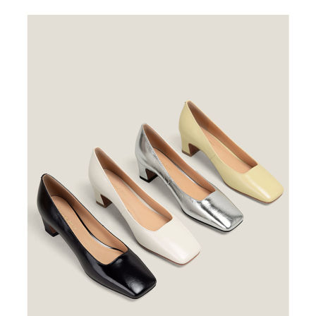 【鞋匠女王×实穿主义】极简简约方头粗跟浅口单鞋女OL通勤工作鞋