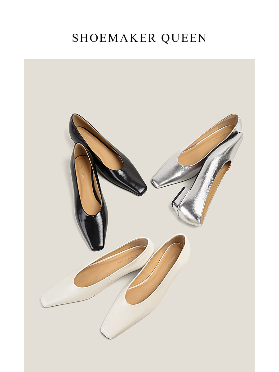 【鞋匠女王×爆好穿】N次调楦 舒适极简OL通勤工作鞋粗跟浅口单鞋主图