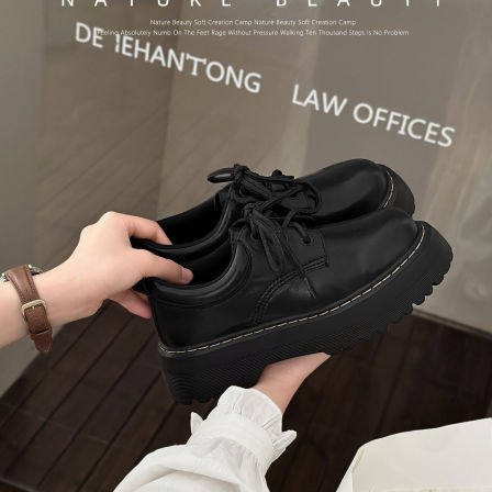 自然卷经典马丁小皮鞋复古英伦百搭厚底增高2026新款黑色单鞋子女