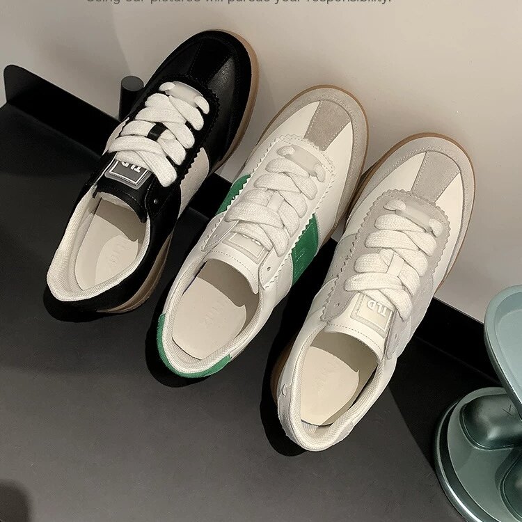 2.27小榴莲【跑单限购】牛皮休闲百搭德训鞋5945-1 K801主图