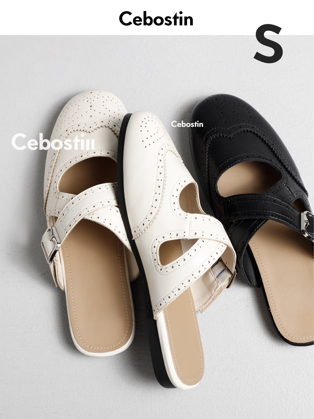 【腹肌商店】包头拖 高级感交叉2cm雕花懒人半拖鞋女外穿夏季新款主图