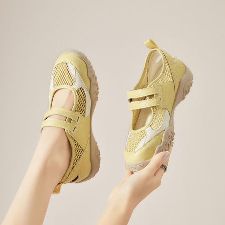 达芙妮透气网面玛丽珍鞋女款2026新款春季魔术贴内增高软底运动鞋