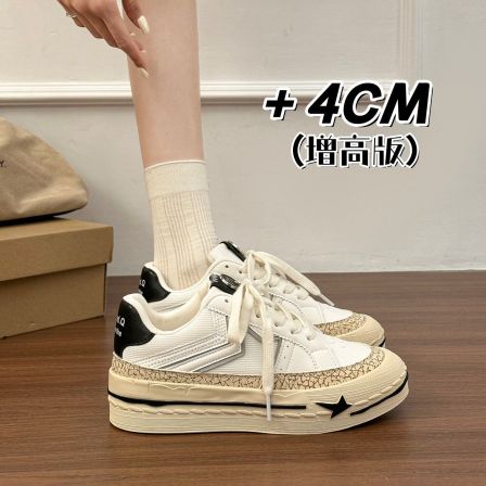 港风厚底增高小白鞋女帆布鞋2026新款春季女鞋子爆款休闲德训板鞋