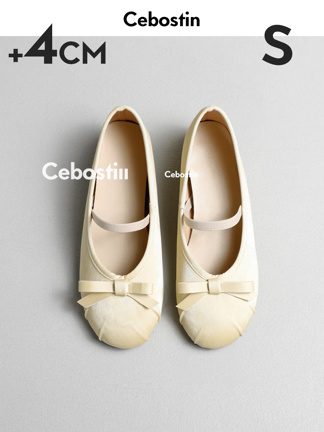 【腹肌商店】单鞋 法式蝴蝶结4cm内增高版玛丽珍鞋女芭蕾舞鞋春季主图