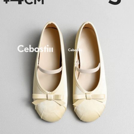 【腹肌商店】单鞋 法式蝴蝶结4cm内增高版玛丽珍鞋女芭蕾舞鞋春季