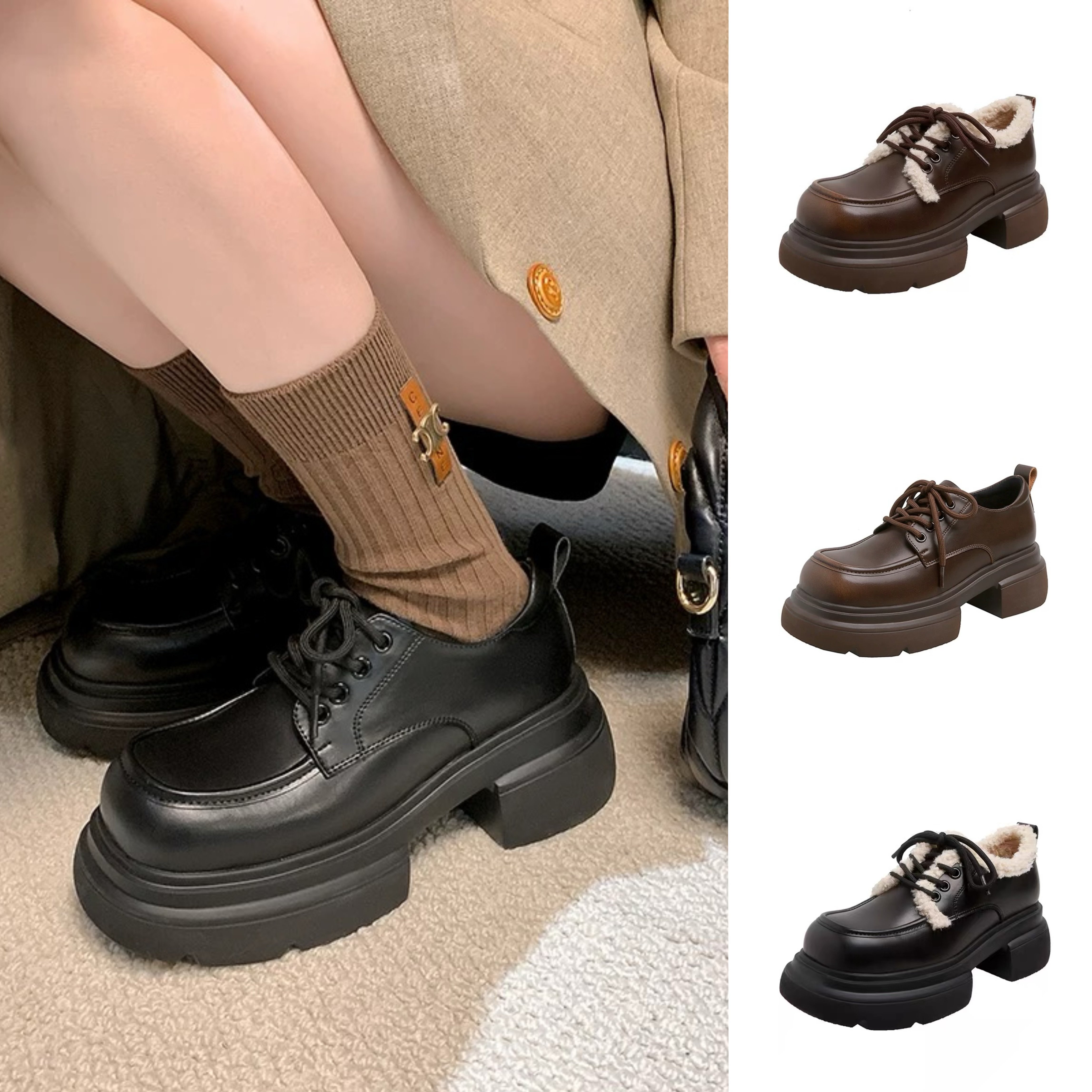 2.27小榴莲【跑单限购】牛皮+超仟时尚百搭乐福鞋3721-1 K801主图