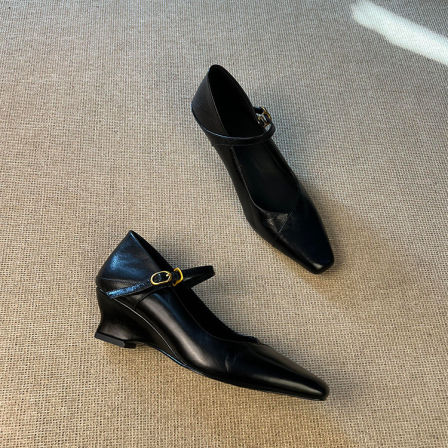 羊皮版~文艺复古高级感一字带浅口单鞋女轻熟风优雅时尚玛丽珍鞋