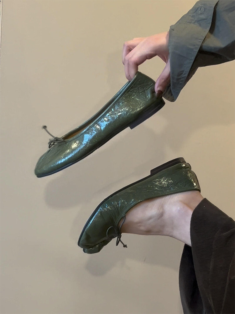 羊皮版~法式温柔芭蕾风平底鞋女分趾小众简约真皮蝴蝶结平底单鞋主图