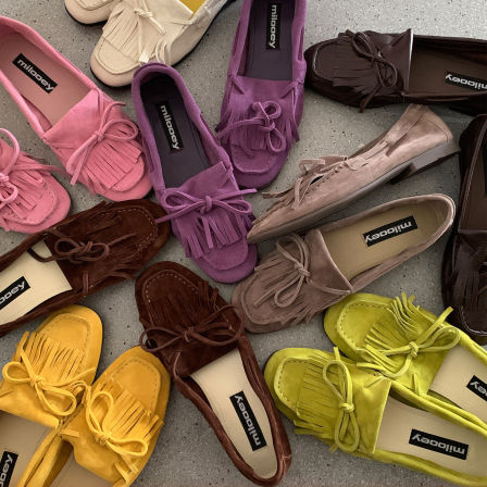 迷失麋鹿【糖果胡子乐福】复古真皮流苏乐福鞋女一脚蹬软底单鞋