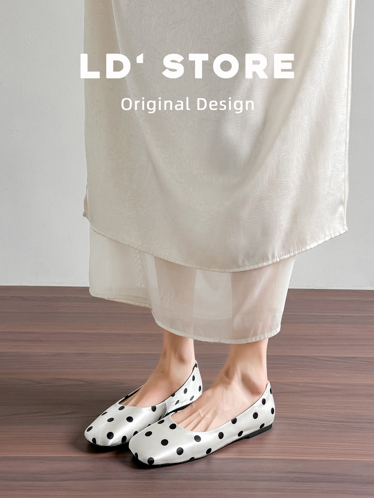 真皮~内增高方头波点单鞋女2026春法式浅口芭蕾舞平底鞋玛丽珍鞋主图