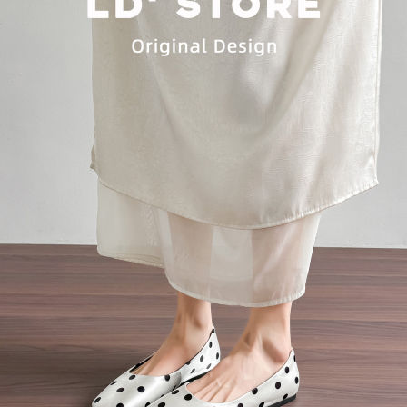 真皮~内增高方头波点单鞋女2026春法式浅口芭蕾舞平底鞋玛丽珍鞋