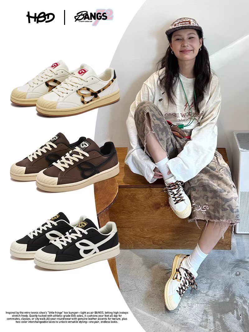 【38爆品日】HBD板鞋贝壳头2026新款小刘海百搭男女情侣休闲鞋主图