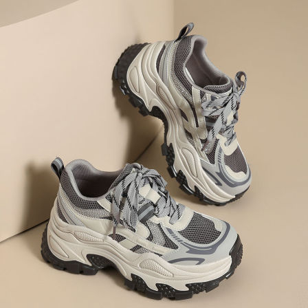 ZHR则则水钻厚底老爹鞋女2026春夏新款网面增高运动鞋潮流女鞋