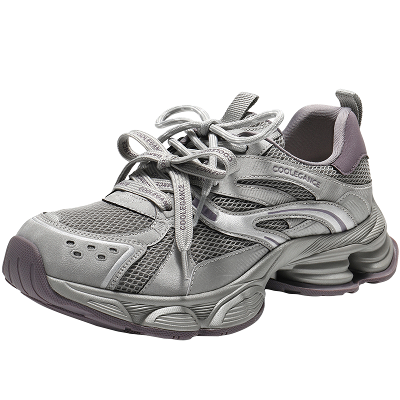 【林依轮直播间】百丽复古蒸汽波银色老爹鞋女双鞋带厚底增高鞋主图