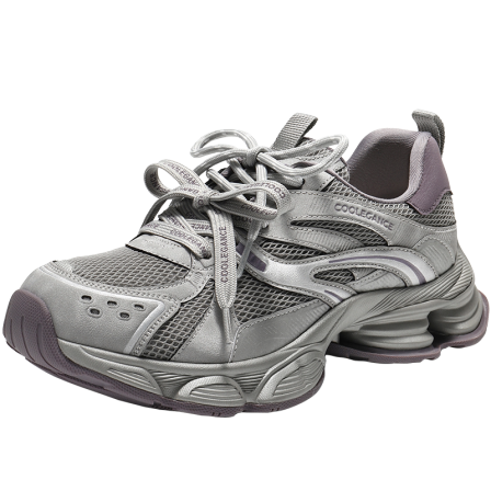 【林依轮直播间】百丽复古蒸汽波银色老爹鞋女双鞋带厚底增高鞋