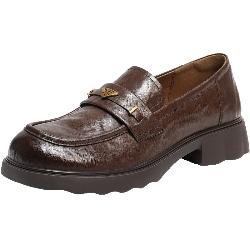 【林依轮直播间】百丽元宝乐福鞋女厚底增高复古英伦风深口单鞋主图