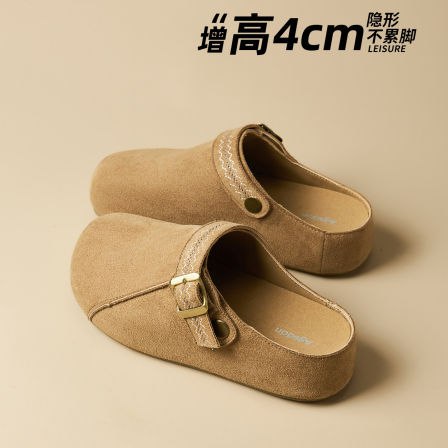 奥古狮登厚底勃肯鞋女2026新款春季增高软底百搭一脚蹬包头半拖鞋