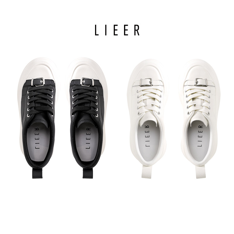 烈儿LIEER「厚底牛皮小白鞋」5.5cm增高松糕底真皮百搭时髦小白鞋主图