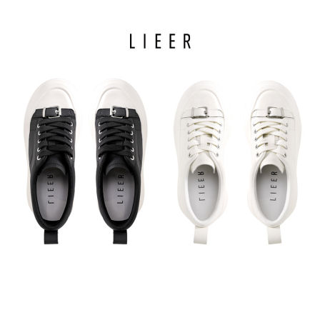 烈儿LIEER「厚底牛皮小白鞋」5.5cm增高松糕底真皮百搭时髦小白鞋