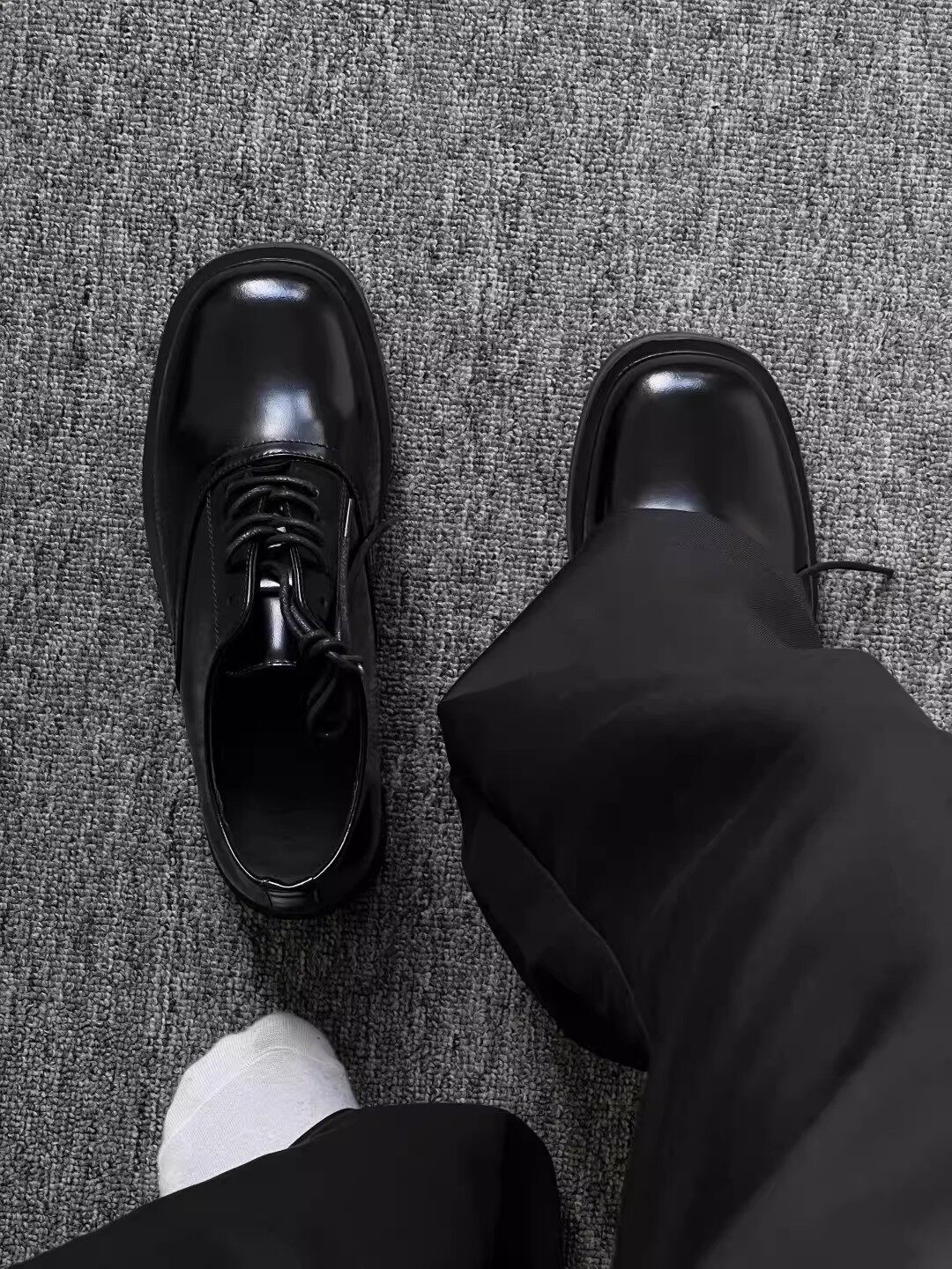 cleanfit高级德比鞋男休闲7cm厚底增高鞋漆皮亮面黑商务方头皮鞋主图