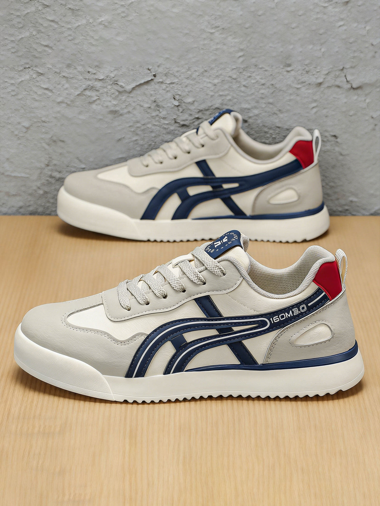 阿甘鞋男士牛筋底耐磨男鞋2026新款防水皮面青少年平底超轻赛车鞋主图