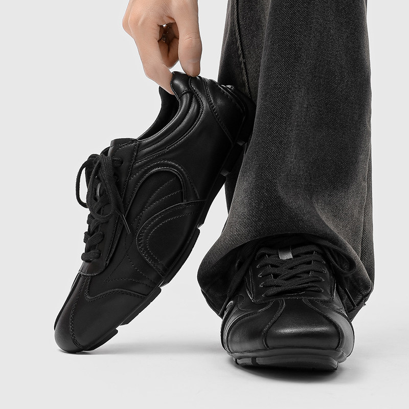 户外运动足球赛车靴男士新款德训小黑鞋复古皮鞋英伦极简训练乐福主图