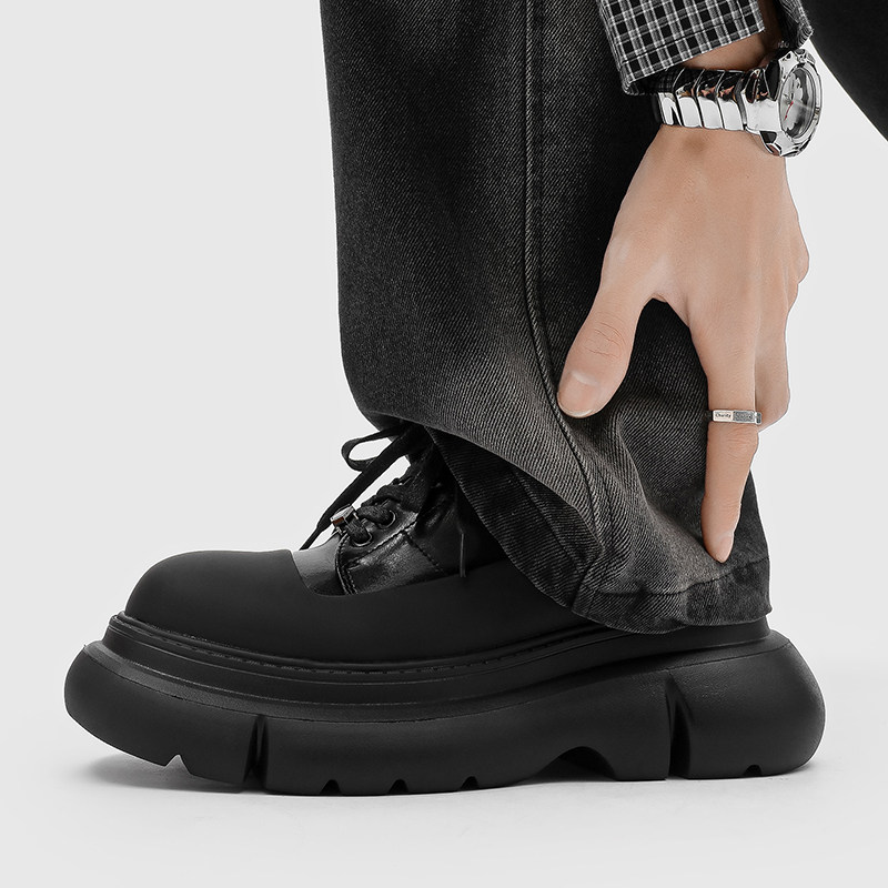 5cm厚底增高皮鞋男款黑武士老爹鞋大头鞋子痞帅运动鞋通勤德比鞋主图