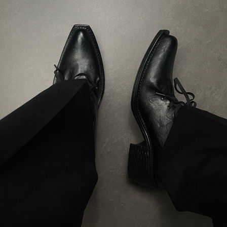 cleanfit尖头巫师鞋男女水洗褶皱感翘头高跟厚底增高商务德比皮鞋